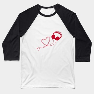 I love music, headphone with red heart Baseball T-Shirt